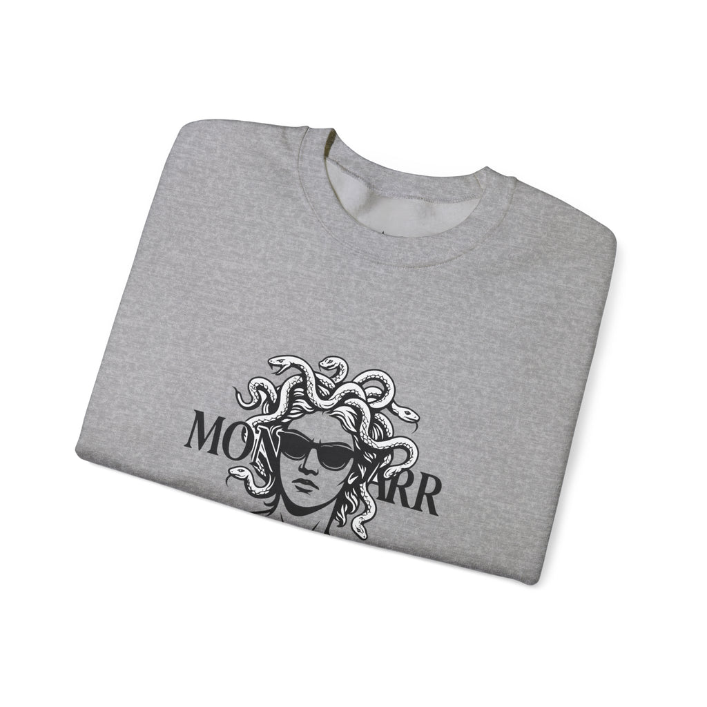 Medusa Sunglasses Sweatshirt – Retro Mythology Crewneck