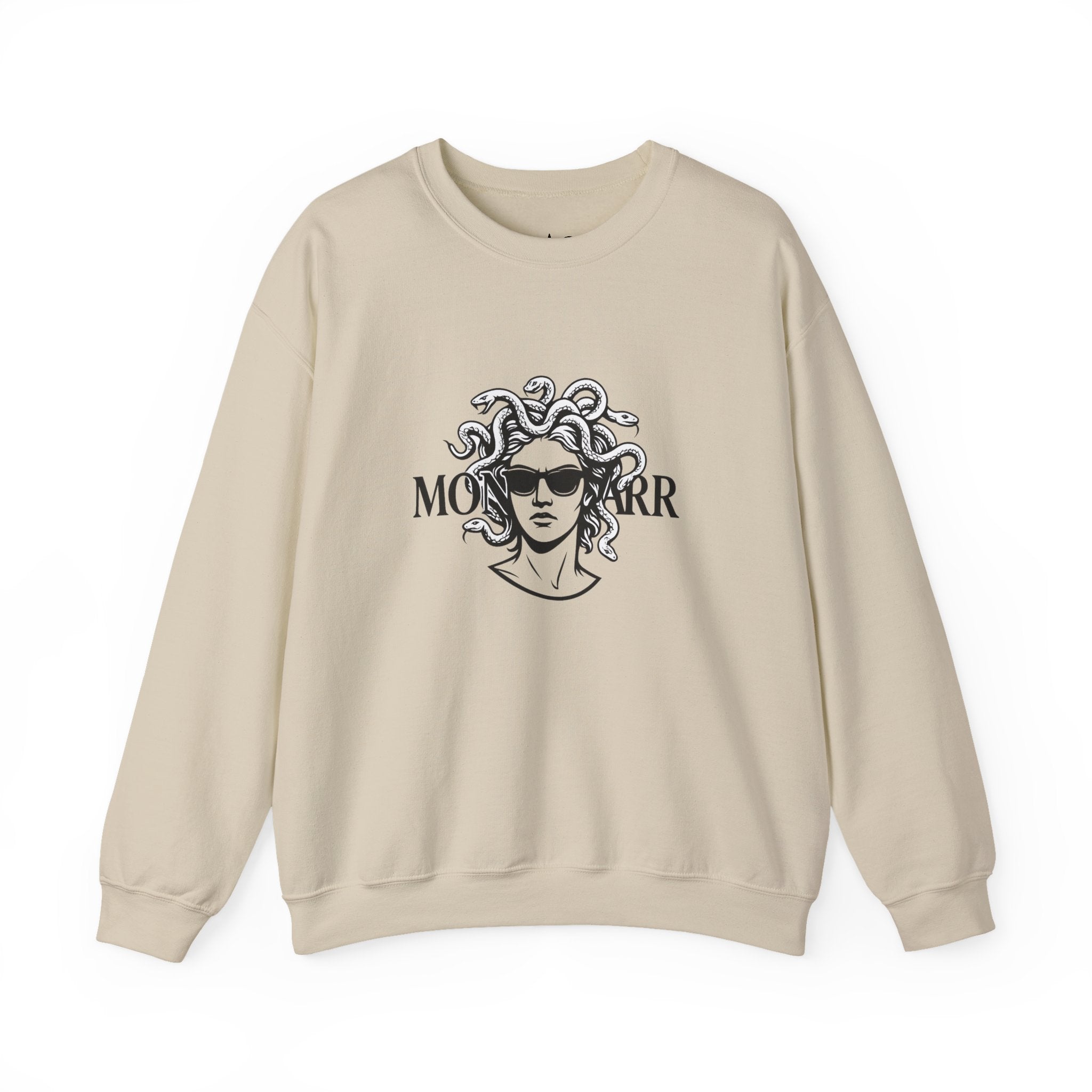 Medusa Sunglasses Sweatshirt – Retro Mythology Crewneck