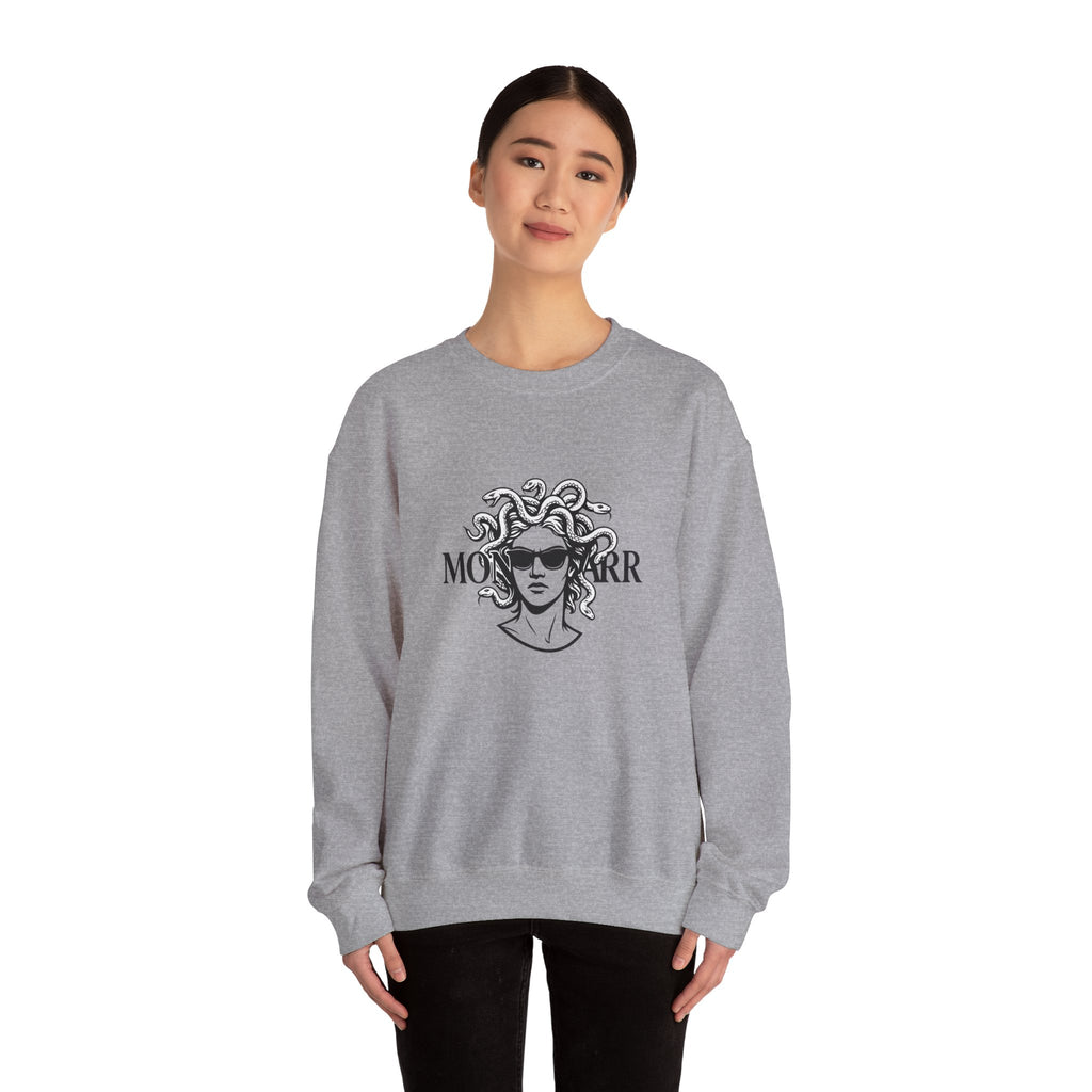 Medusa Sunglasses Sweatshirt – Retro Mythology Crewneck