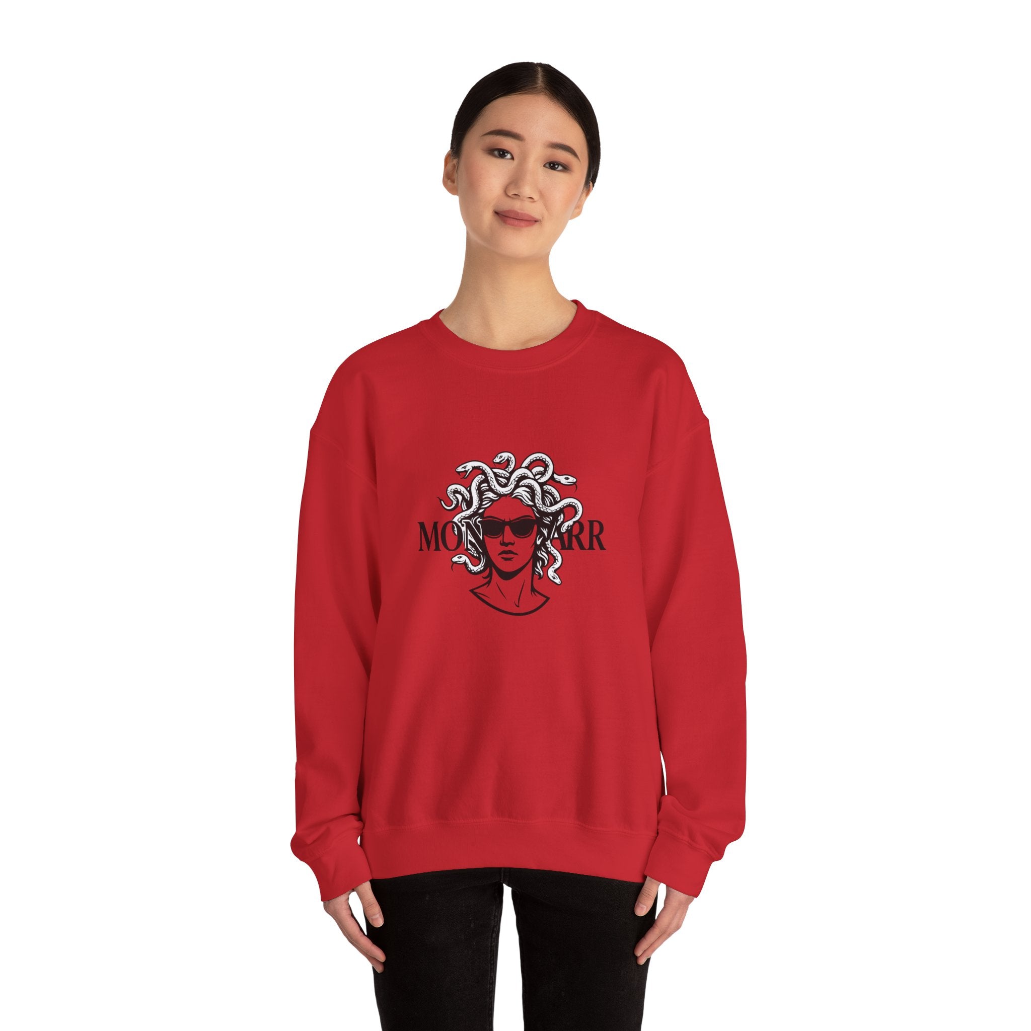 Medusa Sunglasses Sweatshirt – Retro Mythology Crewneck