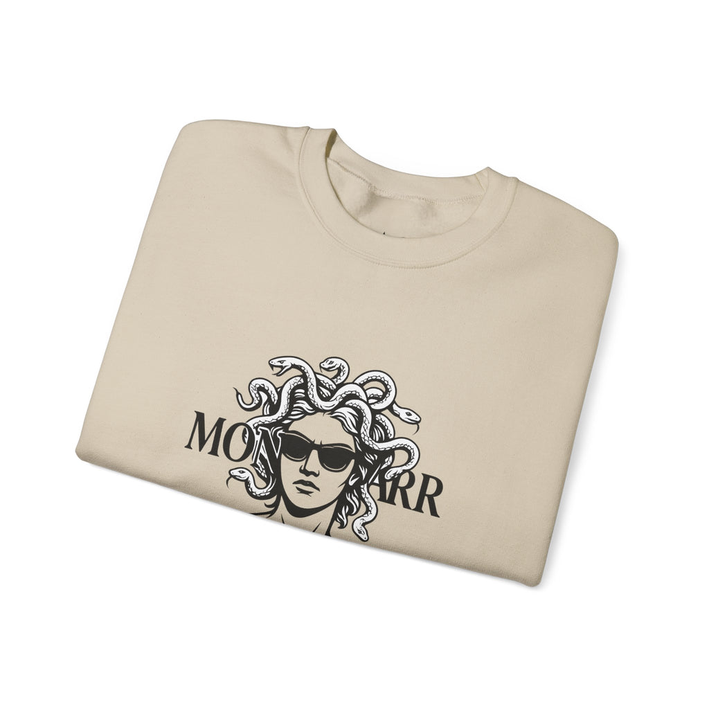 Medusa Sunglasses Sweatshirt – Retro Mythology Crewneck